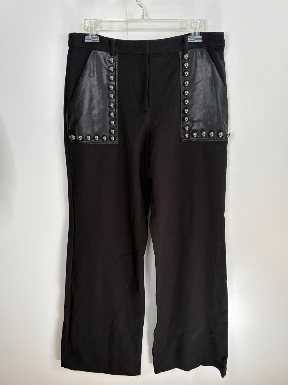 Ramy Brook Black Studded Pocket Wide-Leg Trousers 10